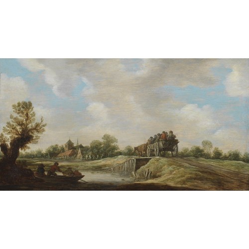 A Landscape with Peasants in a Wagon Crossing a Bridge